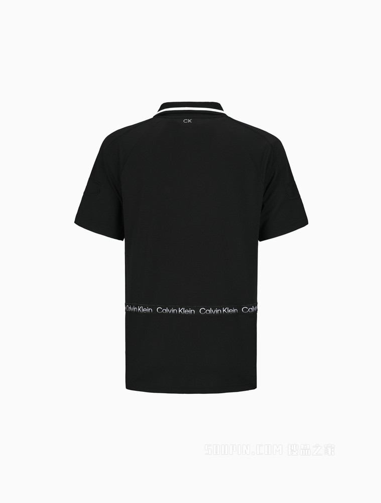 【预估到手价630】Calvin Klein 22春夏男士休闲拉链翻领循环LOGO织带短袖Polo衫4MS2K112