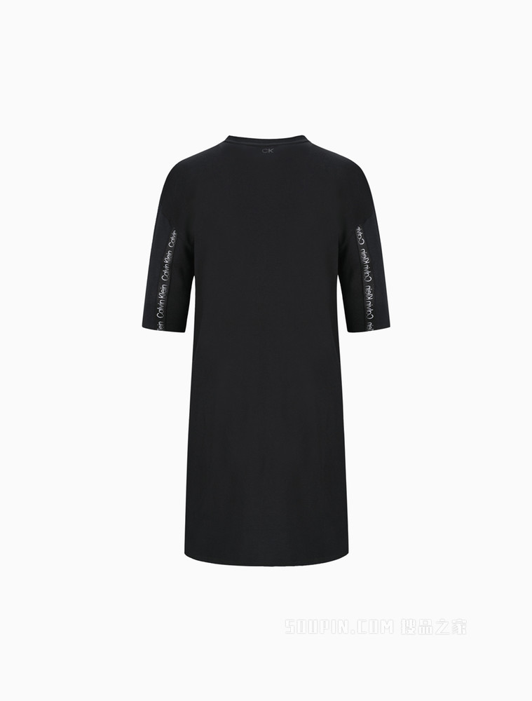 【预估到手价630】Calvin Klein 22春夏女士时尚透气圆领拼接LOGO织带宽松连衣裙4WS2D902