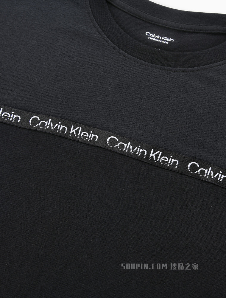 【预估到手价630】Calvin Klein 22春夏女士时尚透气圆领拼接LOGO织带宽松连衣裙4WS2D902