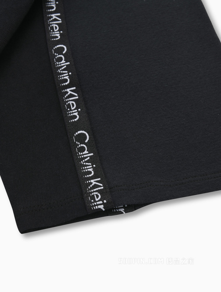 【预估到手价630】Calvin Klein 22春夏女士时尚透气圆领拼接LOGO织带宽松连衣裙4WS2D902