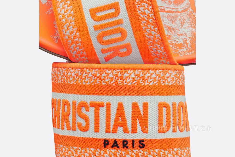 Dway 棉质凉拖 亮橙色棉质刺绣茹伊印花