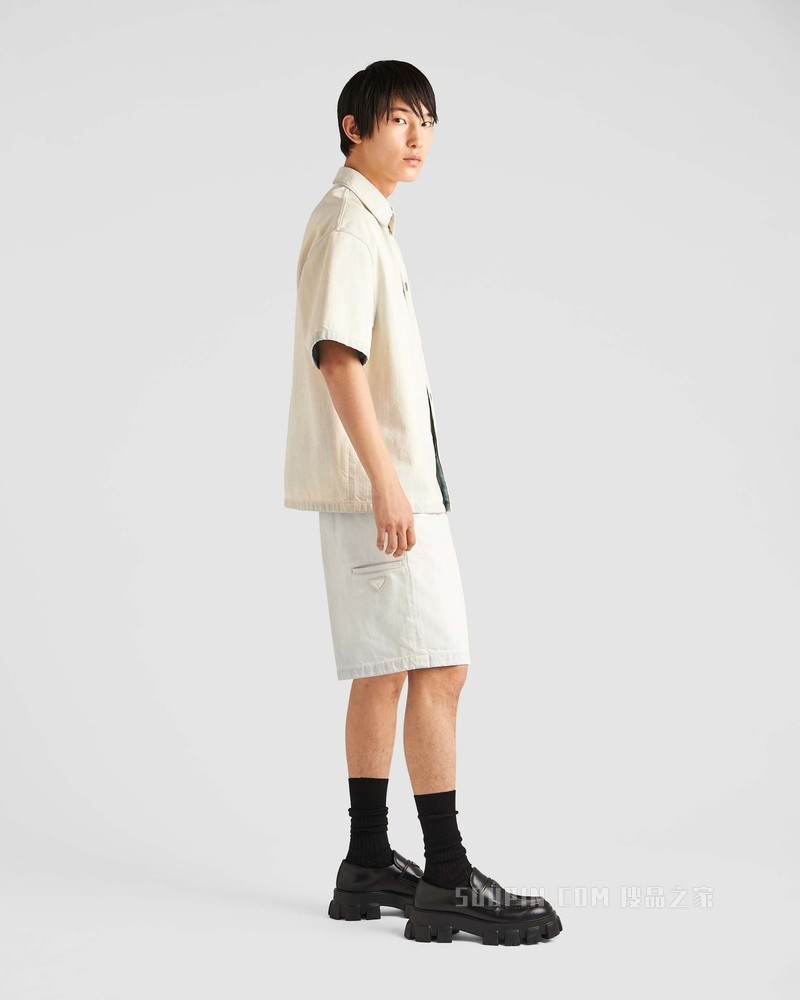 牛仔布百慕大短裤