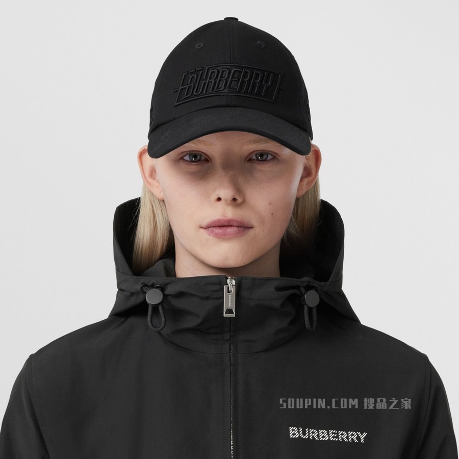 方形 Horseferry 印花棉质混纺风雪大衣 (黑色) - 女士