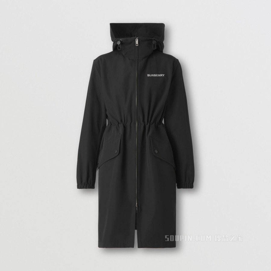 方形 Horseferry 印花棉质混纺风雪大衣 (黑色) - 女士