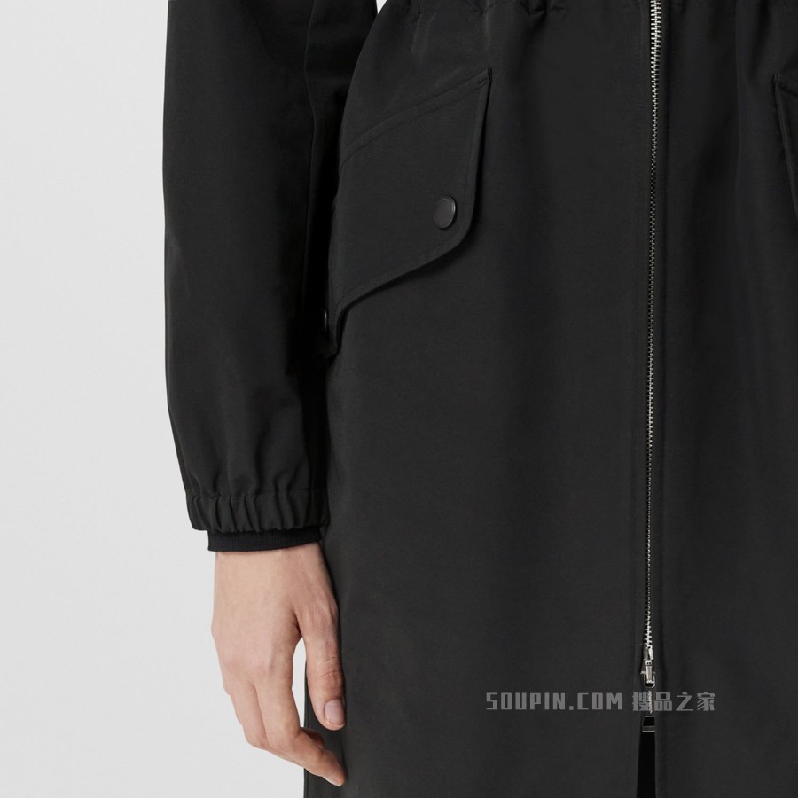 方形 Horseferry 印花棉质混纺风雪大衣 (黑色) - 女士