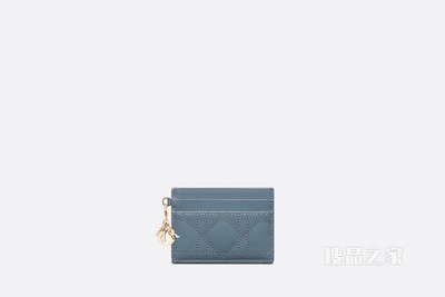 Lady Dior 五格卡夹 云雾蓝漆皮牛皮革藤格纹