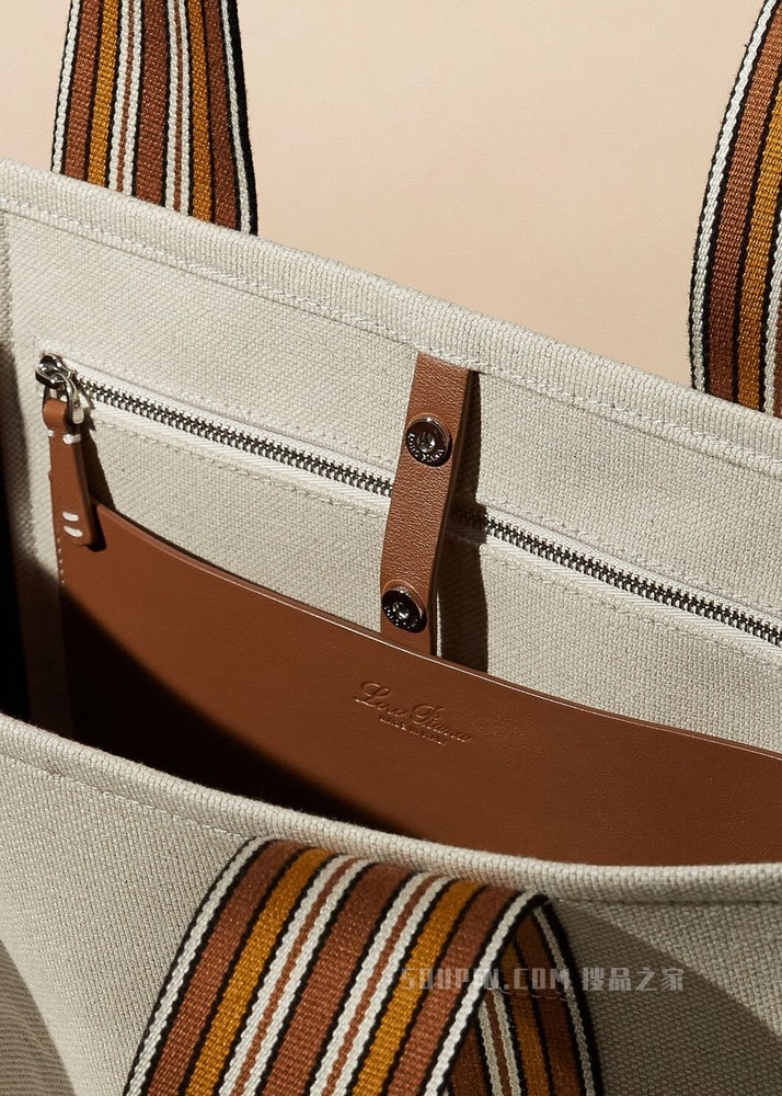 The Suitcase Stripe 托特包 棉 , 亚麻