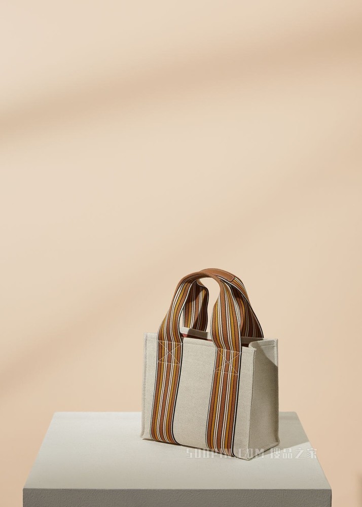 The Suitcase Stripe 托特包 棉 , 亚麻