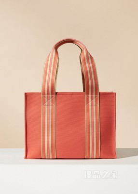 The Suitcase Stripe 托特包 棉 , 亚麻