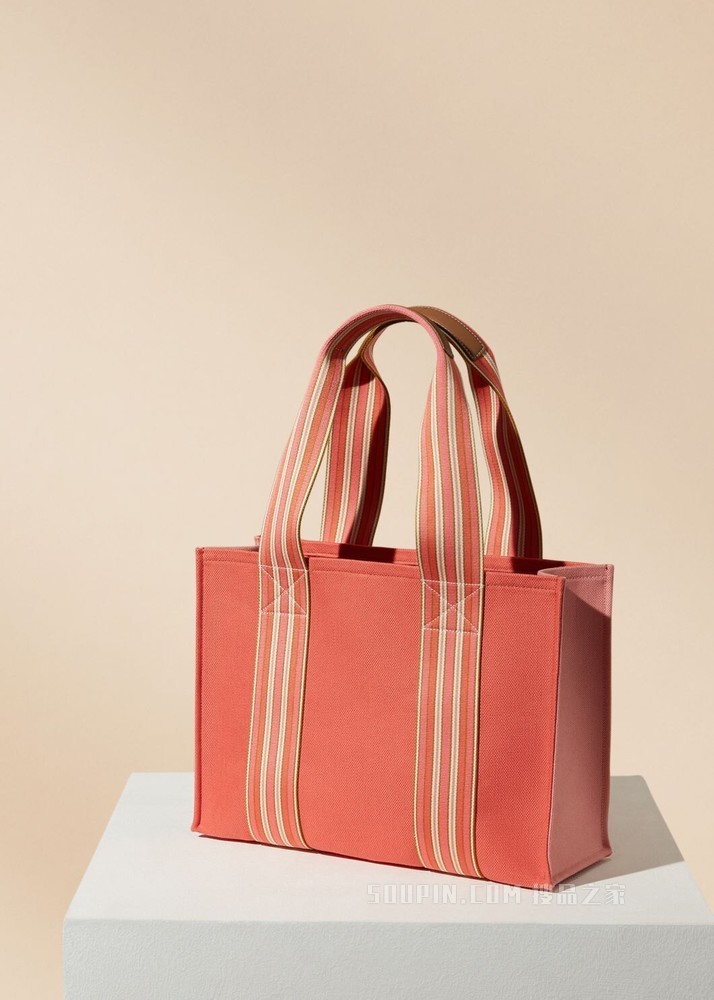 The Suitcase Stripe 托特包 棉 , 亚麻