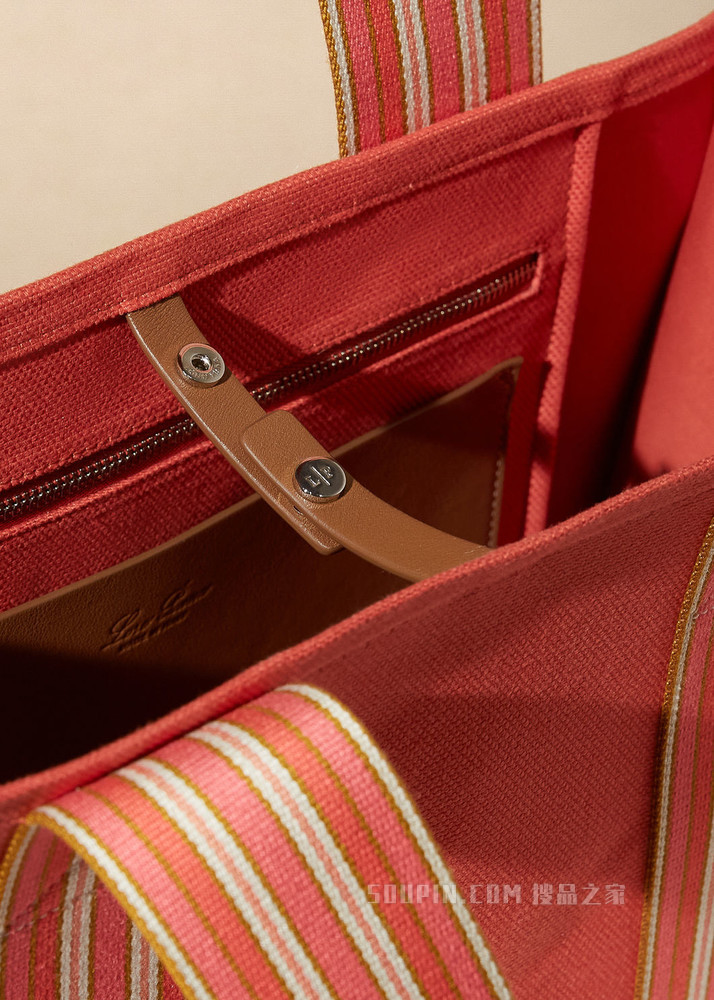 The Suitcase Stripe 托特包 棉 , 亚麻