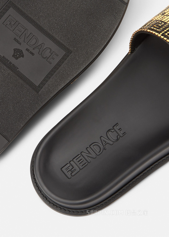 Fendace Logo金属网眼拖鞋