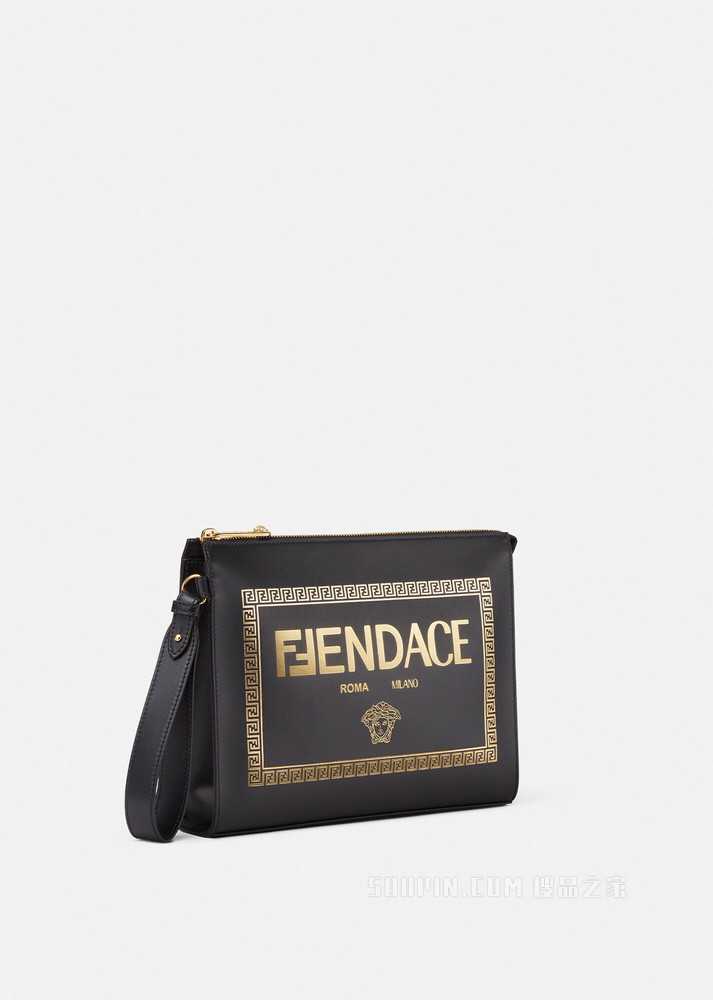 Fendace Logo皮革手拿包