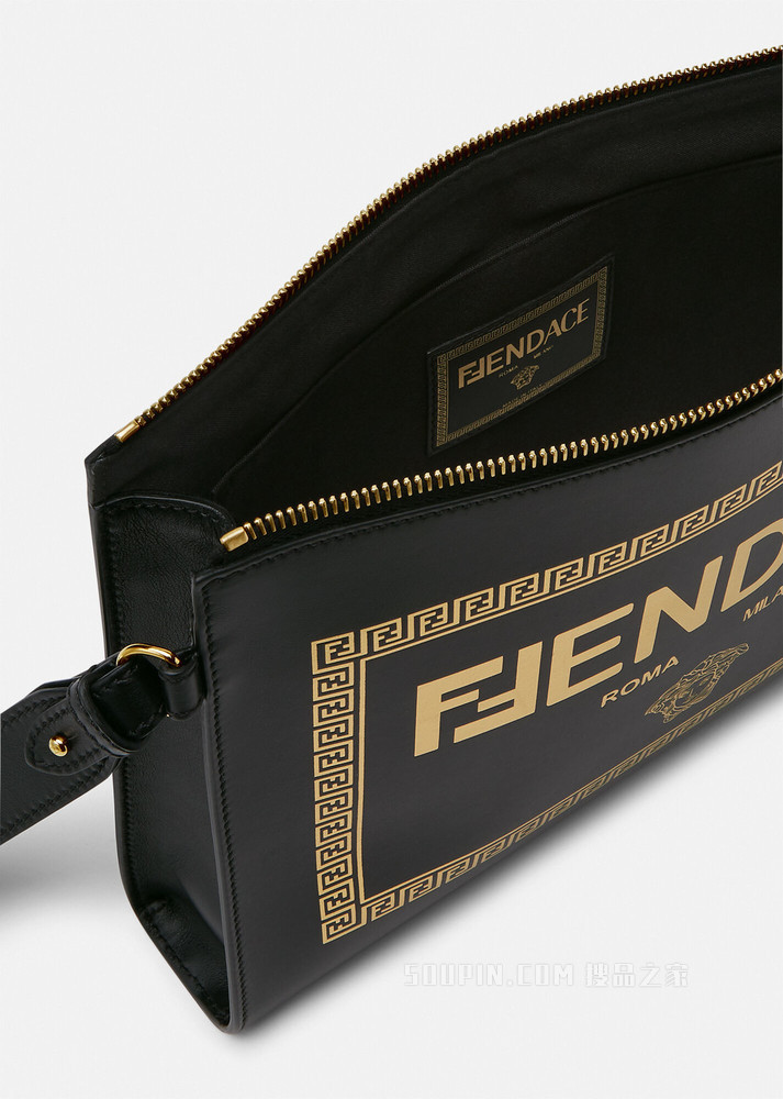 Fendace Logo皮革手拿包