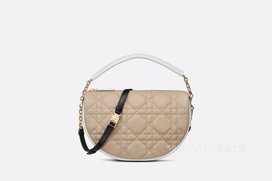中号 Dior Vibe Hobo 手袋 米色羊皮革超大藤格纹