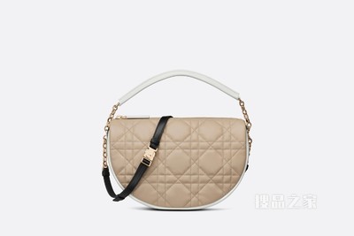 中号 Dior Vibe Hobo 手袋 米色羊皮革超大藤格纹