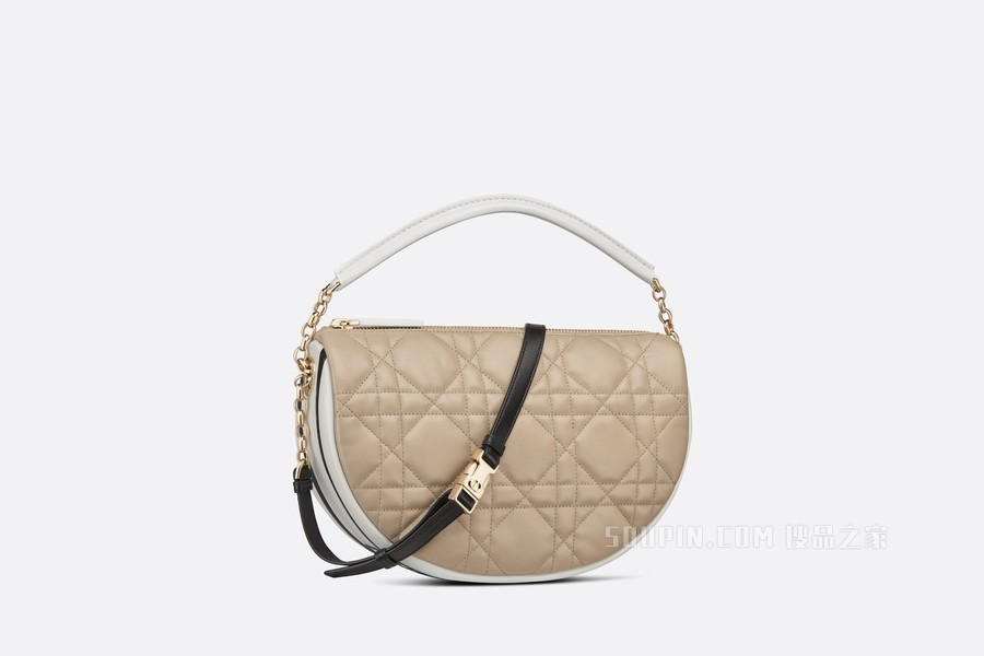 中号 Dior Vibe Hobo 手袋 米色羊皮革超大藤格纹