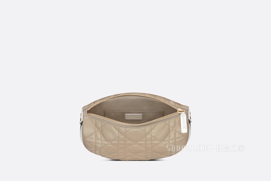 中号 Dior Vibe Hobo 手袋 米色羊皮革超大藤格纹