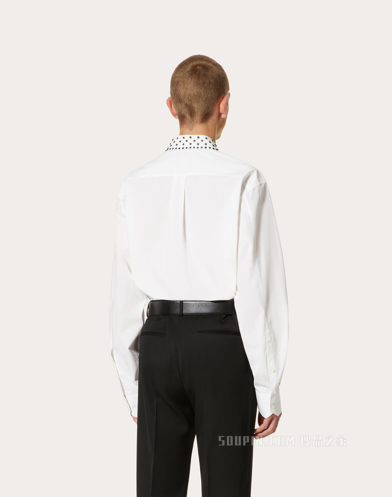 【Valentino/华伦天奴】棉质衬衫配ROCKSTUD SPIKE铆钉装饰衣领 1V3ABR984WW001-搜品之家