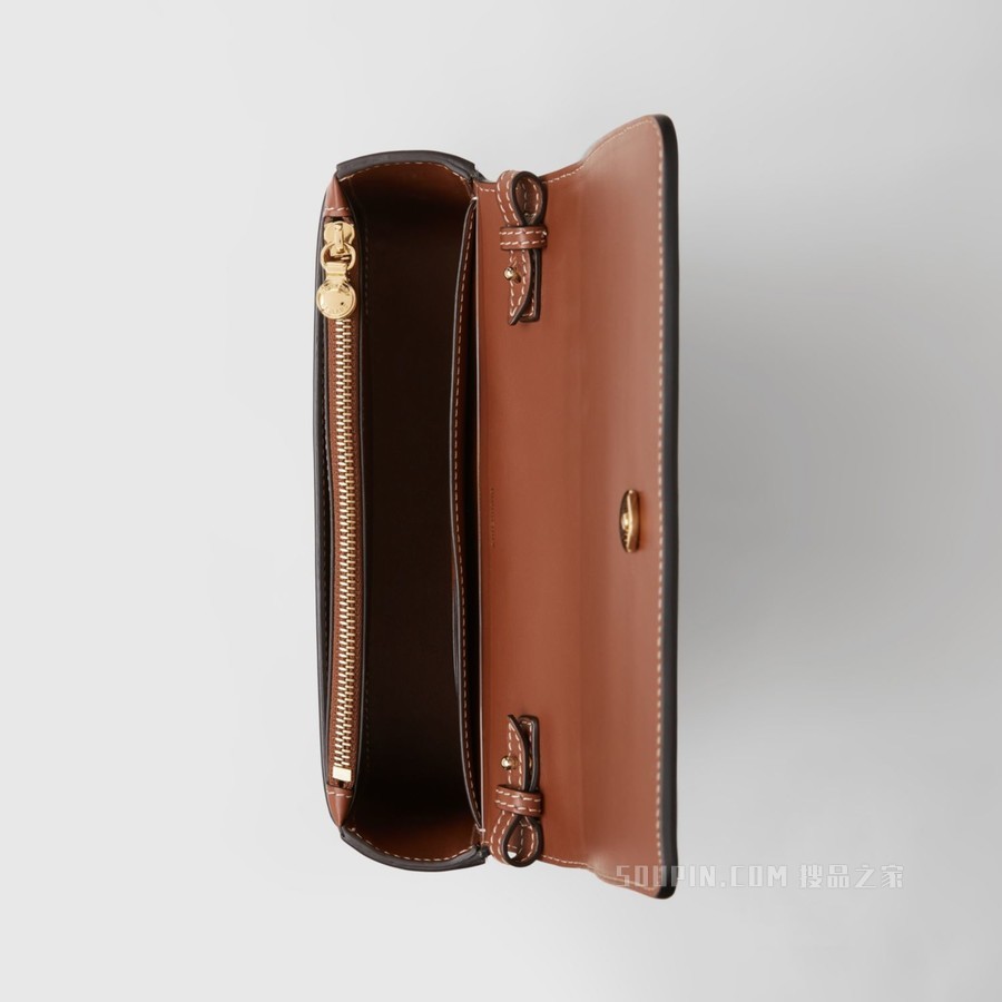 Horseferry 印花帆布拼皮革斜背包 (黑色 / 棕褐色) - 女士