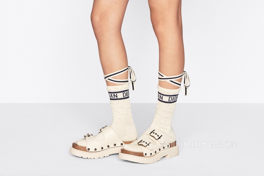 Diorquake 饰带凉鞋 白色牛皮革