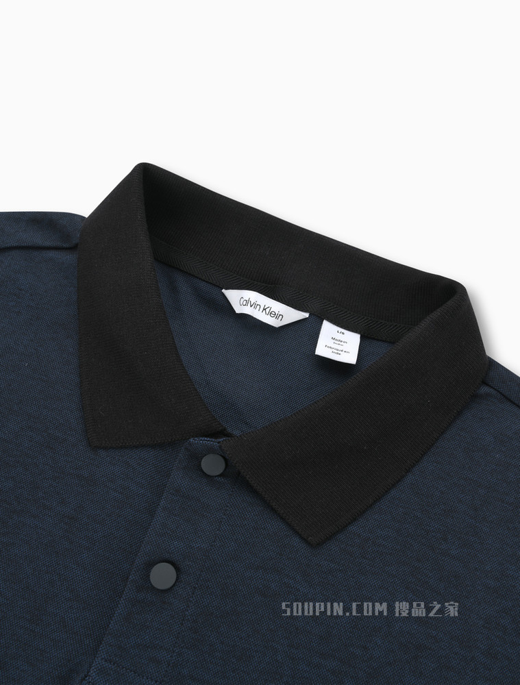 Calvin Klein 22春夏新款男士商务休闲拼色翻领透气短袖Polo衫40HC217