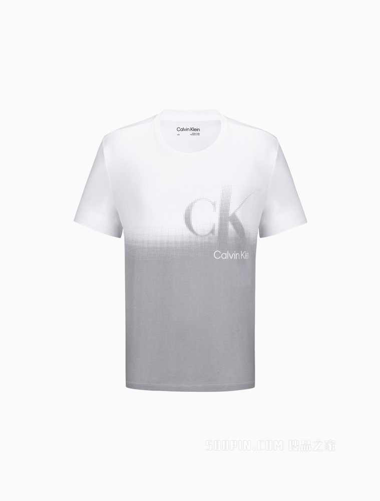 Calvin Klein 22春夏新款男士休闲圆领纯棉渐变色块短袖T恤40IC803