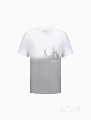Calvin Klein 22春夏新款男士休闲圆领纯棉渐变色块短袖T恤40IC803
