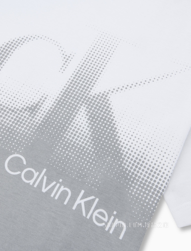 Calvin Klein 22春夏新款男士休闲圆领纯棉渐变色块短袖T恤40IC803