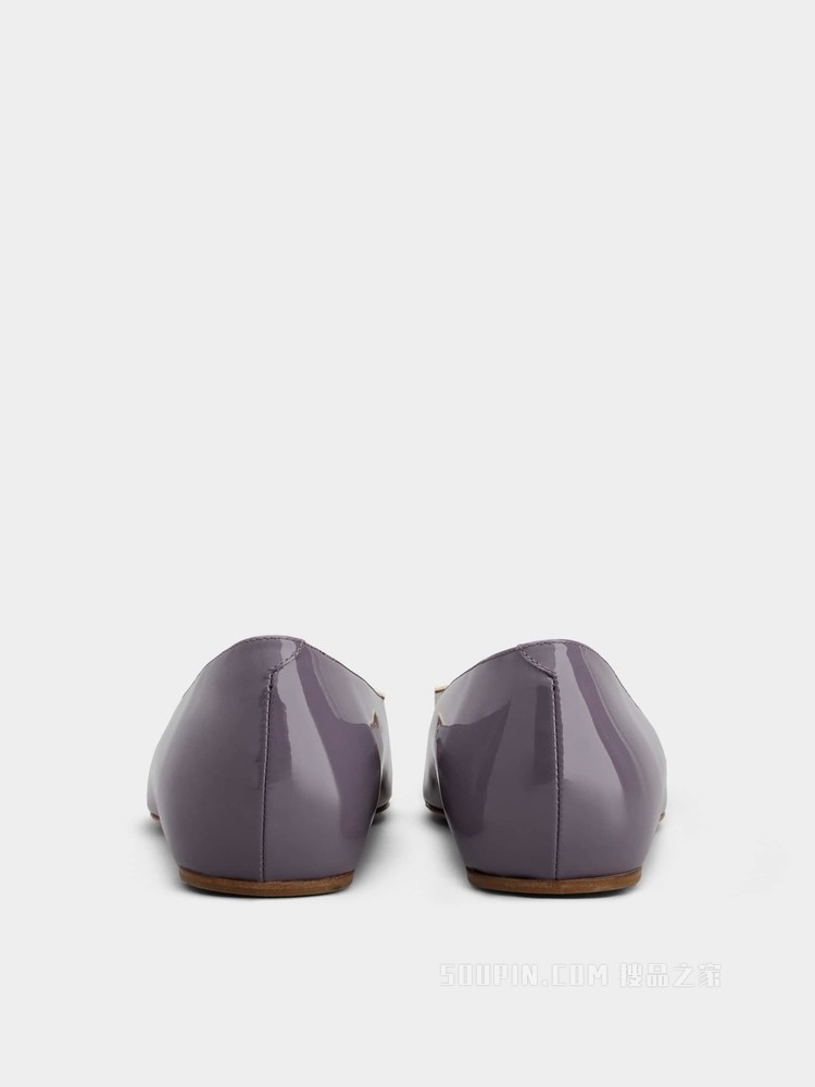 Trompette Metal Buckle Ballerinas in Patent Leather 黑色