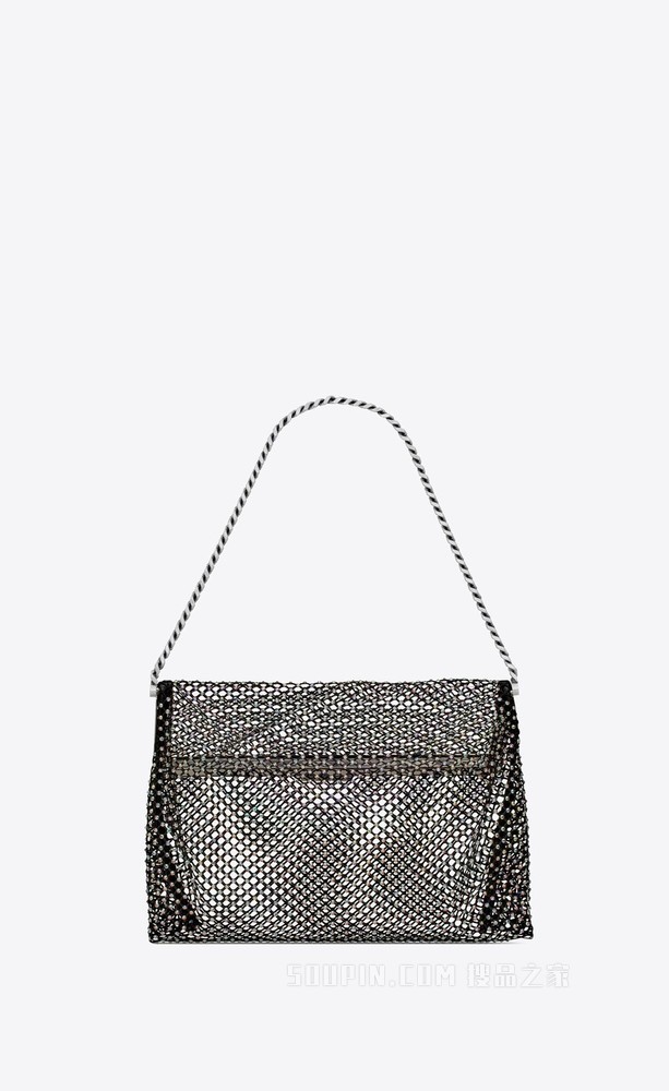 Fanny中号仿水晶网面链条包