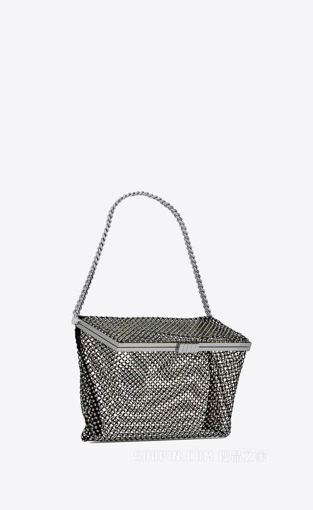 Fanny中号仿水晶网面链条包