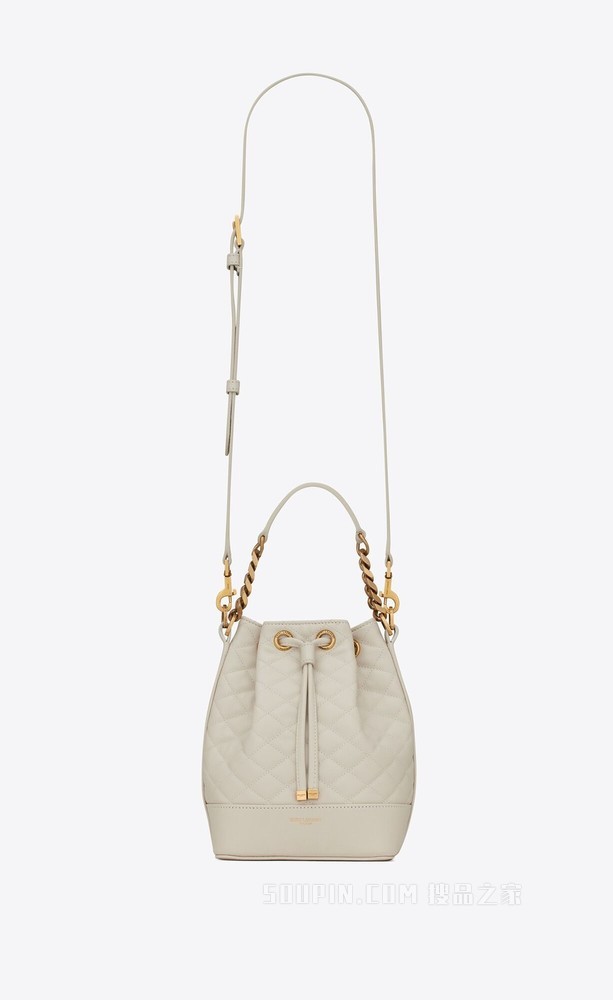 Emmanuelle小号绗缝羊皮革水桶包