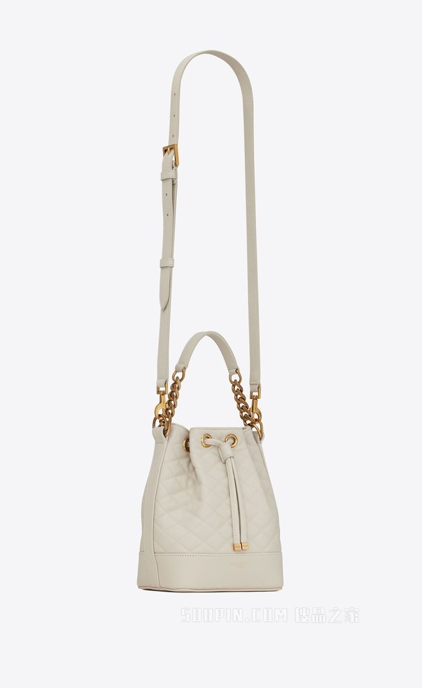 Emmanuelle小号绗缝羊皮革水桶包