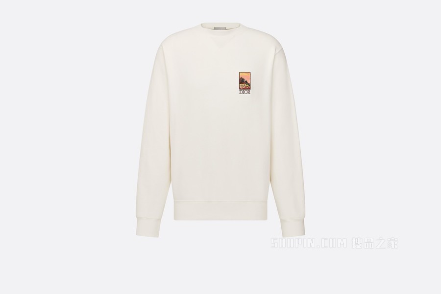 DIOR AND JACK KEROUAC 卫衣, 宽松版型 白色棉质起绒面料
