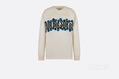 DIOR AND JACK KEROUAC 长袖 T 恤, 超大版型 灰白色平纹针织科技面料