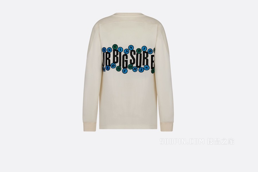 DIOR AND JACK KEROUAC 长袖 T 恤, 超大版型 灰白色平纹针织科技面料