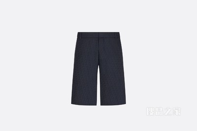 短裤 蓝色桑蚕丝和棉质混纺 Oblique 印花