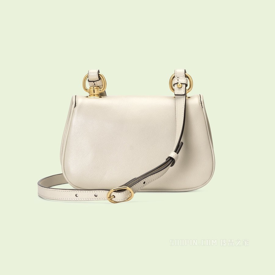 圆形互扣式双G迷你手袋 白色皮革