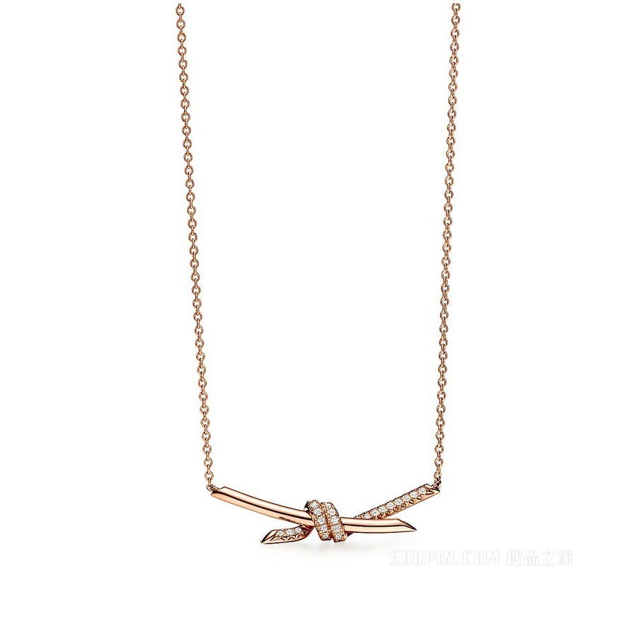 Tiffany Knot 系列 18K 玫瑰金镶钻项链