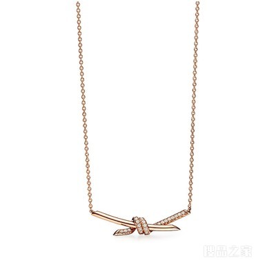 Tiffany Knot 系列 18K 玫瑰金镶钻项链