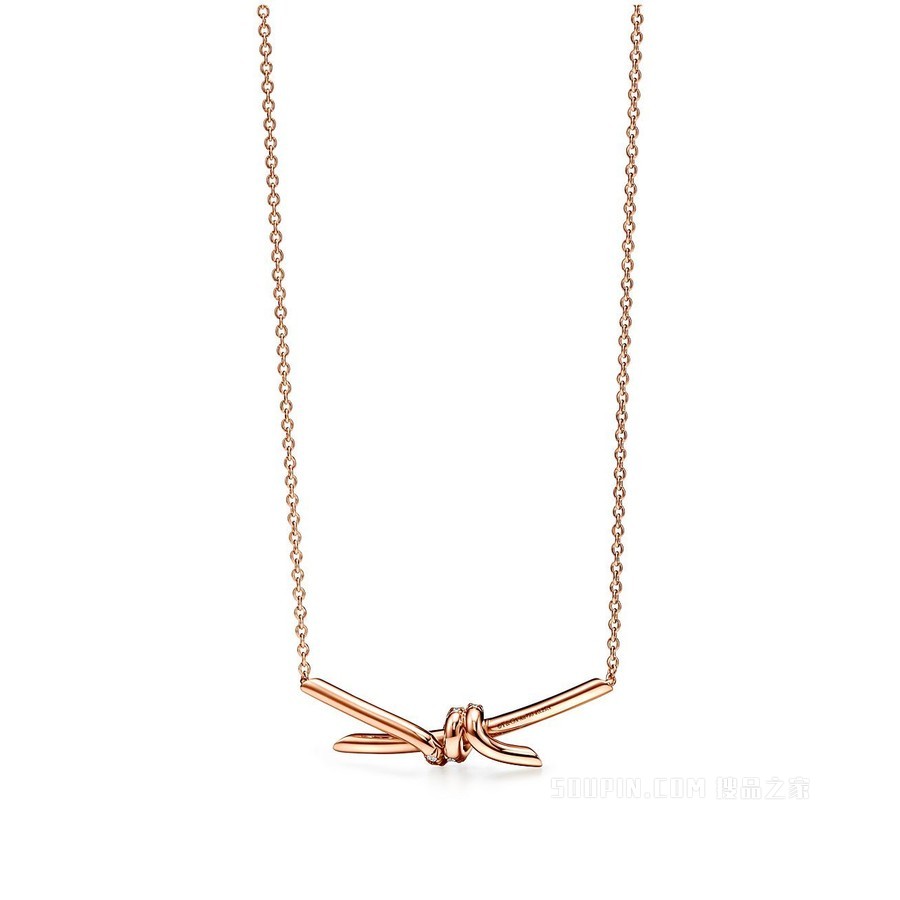 Tiffany Knot 系列 18K 玫瑰金镶钻项链