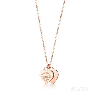 Return to Tiffany™ 系列 18K 玫瑰金 Double Heart Tag 迷你项链