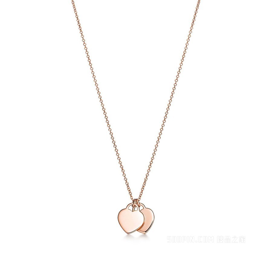 Return to Tiffany™ 系列 18K 玫瑰金 Double Heart Tag 迷你项链
