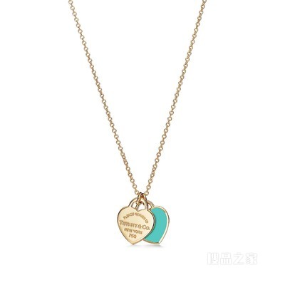 Return to Tiffany™ 系列 18K 黄金 Double Heart Tag 迷你项链。