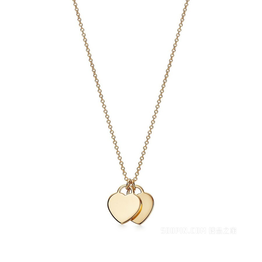 Return to Tiffany™ 系列 18K 黄金 Double Heart Tag 迷你项链。