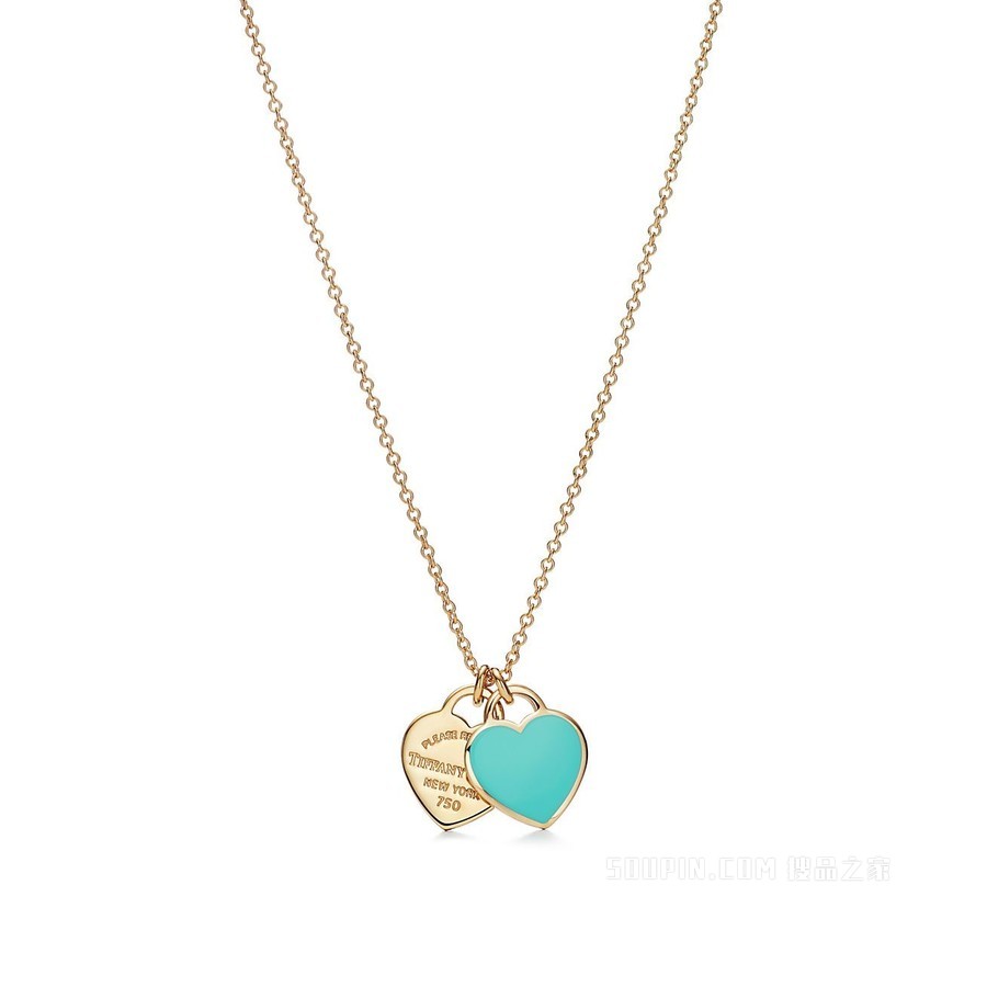 Return to Tiffany™ 系列 18K 黄金 Double Heart Tag 迷你项链。