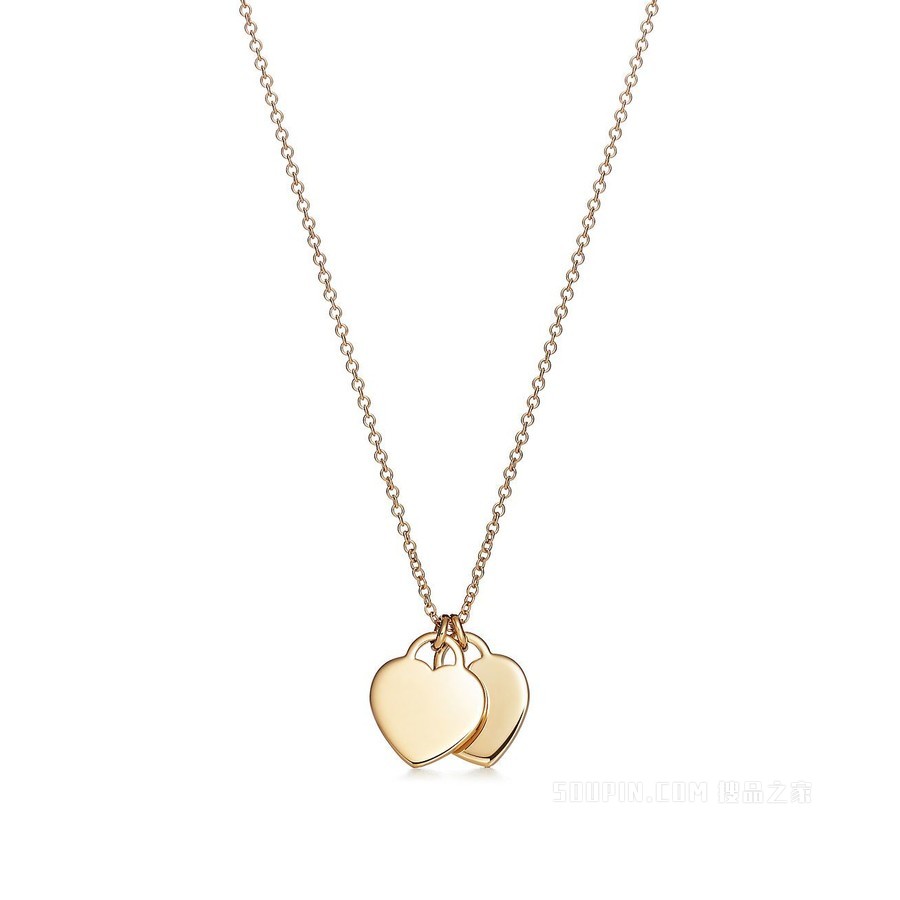 Return to Tiffany™ 系列 18K 黄金 Double Heart Tag 迷你项链。