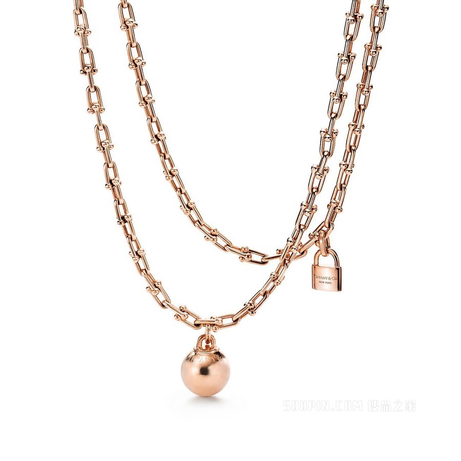 Tiffany HardWear 系列 18K 玫瑰金缠绕式项链。