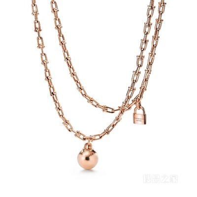 Tiffany HardWear 系列 18K 玫瑰金缠绕式项链。